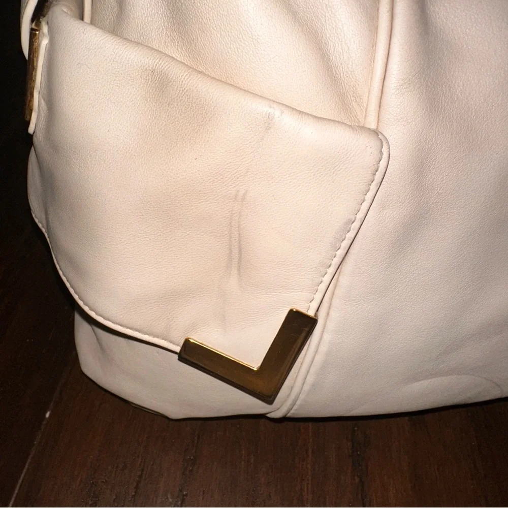 MICHAEL Michael Kors Beverly Hobo Satchel Genuine Leather Shoulder Bag Vanilla